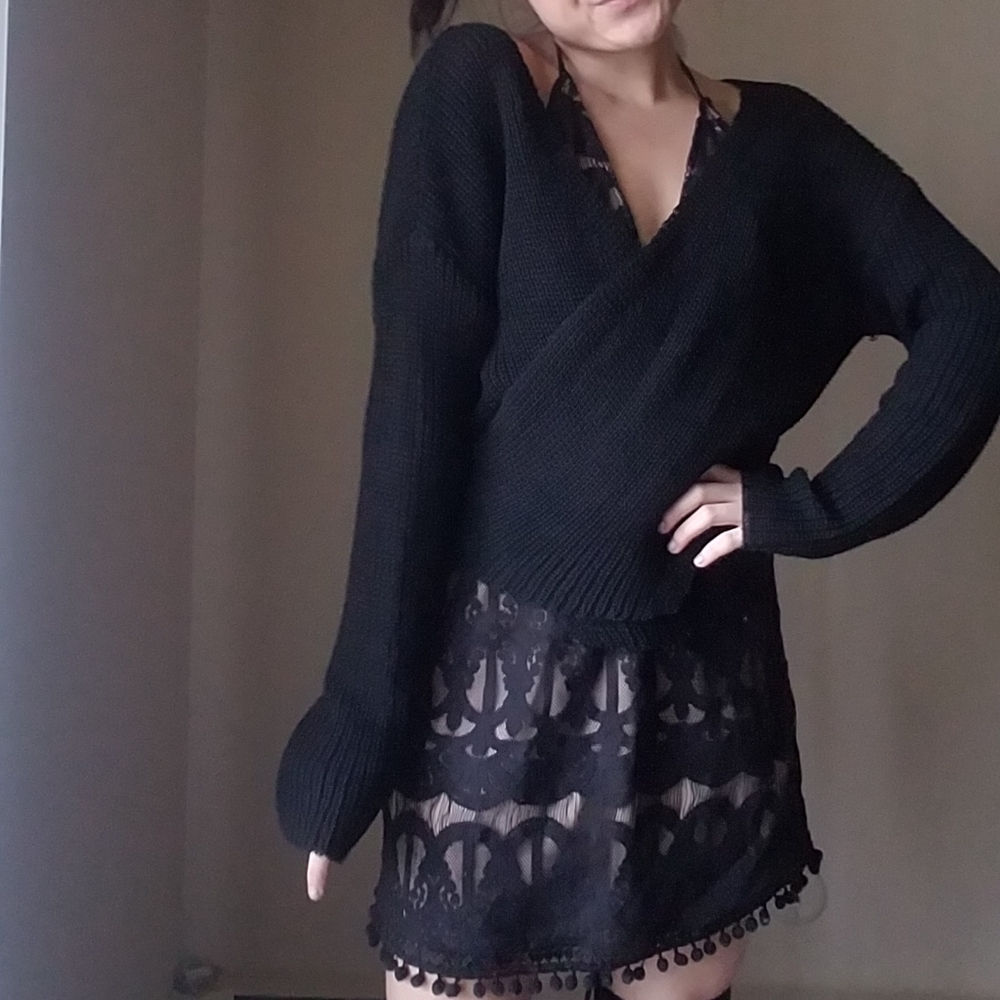 Wrap around tie sweater